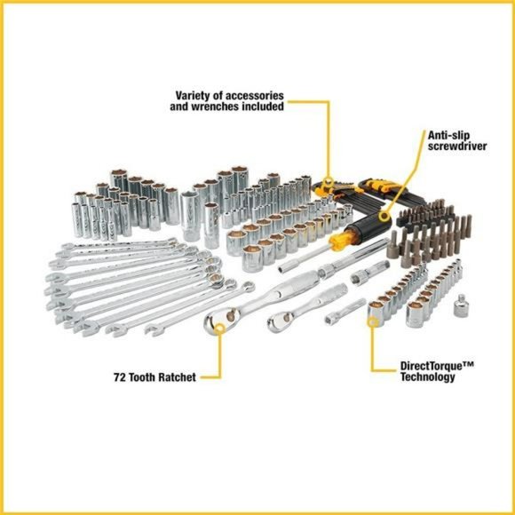 DEWALT Mechanics Tool Set, 1/4 and 3/8 Inch Drive, SAE, 172-Piece (DWMT81533) - Picture 3 of 6